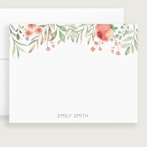 Personalized Stationery for Women, Floral Note Cards with Envelopes, Sold in Sets of 10, Design #25