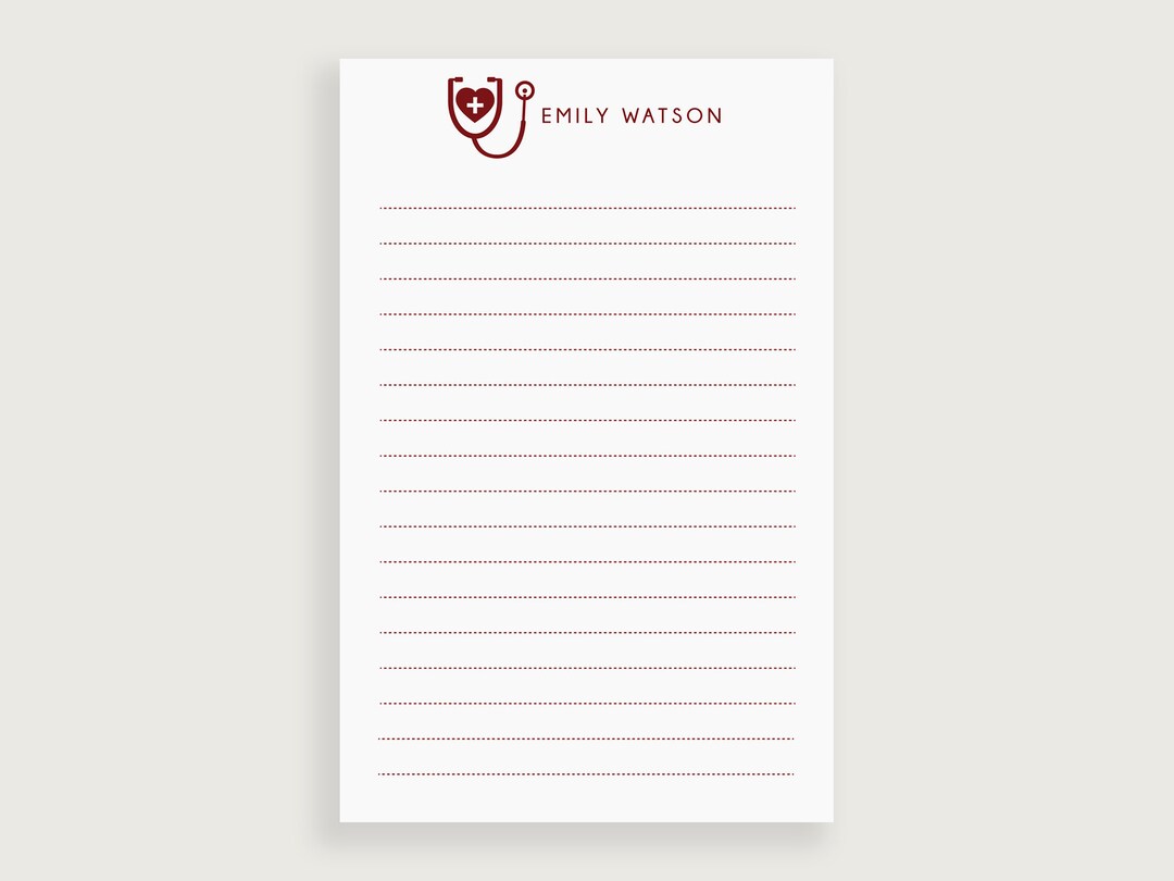 Personalized Notepad for Nurses, Nurse Notepad, Stethoscope Gift, Design 64 Etsy