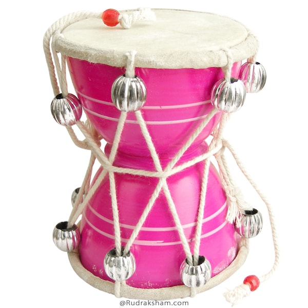 DAMROO 5 » | Monkey Talking Drum, Tambour musical traditionnel indien Damru, Tambour vintage 2 faces, Tambour Lord SHIVA, 5 pouces Damaru, Power Drum