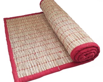6 Feet Kusha Grass Meditation Mat | Darbha Grass Yoga Mat | Prayer Rug | Handmade Aasana Mat for Meditation | Natural Yoga Mat