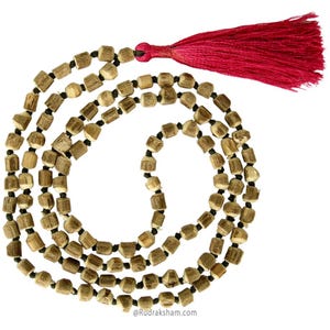 Black Tulsi (Tulasi) Mala Basil Seeds Mala, Undyed Natural Holy Tulasi Beads Necklace, 108 +1 Beads Krishna Japa Mala Rosary from India