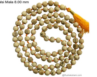 Genuine Tulsi (Tulasi) Mala Basil Seeds Mala Natural Holy beads collana Tulsi Japa Mala 108 Perline Rosario dall'India Krishna preghiera Collana