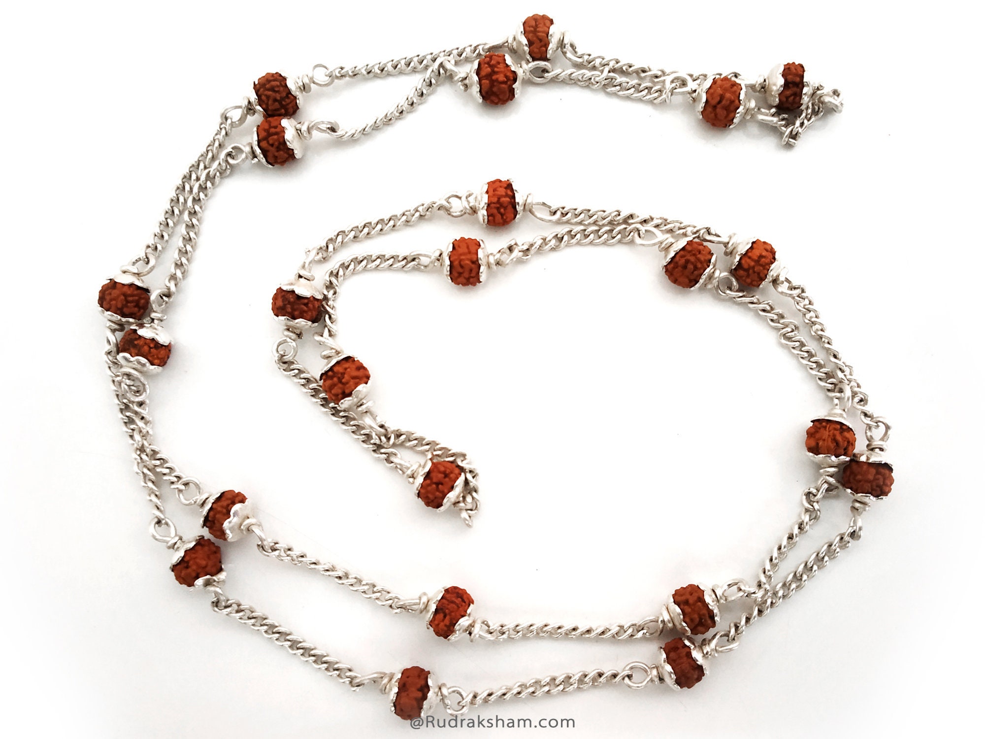 Silver chain shop rudraksha