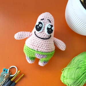 Patrick Star Crochet Plushie – Handmade SpongeBob Inspired Toy | Cute Cartoon Character Gift | Crochet Toy | Cartoon Crochet Adorable Gift