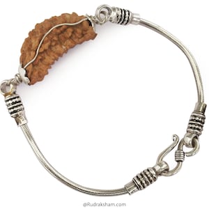 One Mukhi Rudraksha Bead Silver Pendant Bracelet 100% Original Energised Indian Bead 1 Mukhi Rudraksha bracelet, 5 Mukhi Rudraksha Beads 6mm