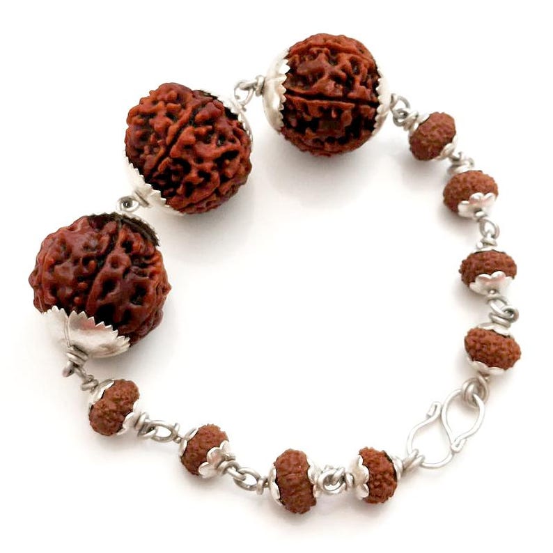 7 Mukhi Rudraksha Beads mala Bracelet- Energized & 110% Authentic From Nepal- Saturn Bracelets In Thread / Silver / Copper 7 Face Rudraksha image 6