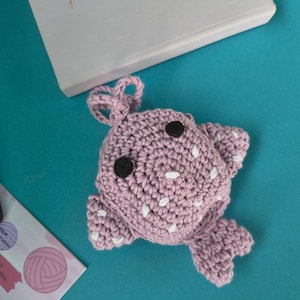 Lavender Baby Whale Crochet Mini Pouch – Handmade Bag | Cute Ocean-Inspired Coin Purse, AirPods & Jewelry Holder