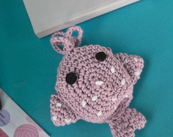 Lavender Baby Whale Crochet Mini Pouch – Handmade Bag | Cute Ocean-Inspired Coin Purse, AirPods & Jewelry Holder