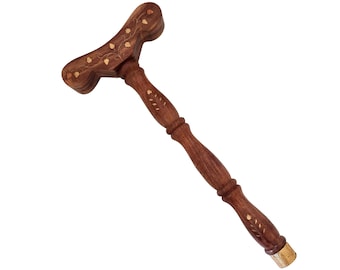 ヨガダンダ | 瞑想用杖、伝統的な瞑想用スティック | 木彫りの T 字型