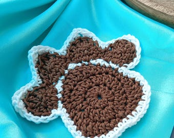 Handmade Crochet Dog Paw Coasters – Set of 2 | Cute Pet Lover Gift, Dog Lover Home Decor, Durable & Eco-Friendly Crochet Coasters