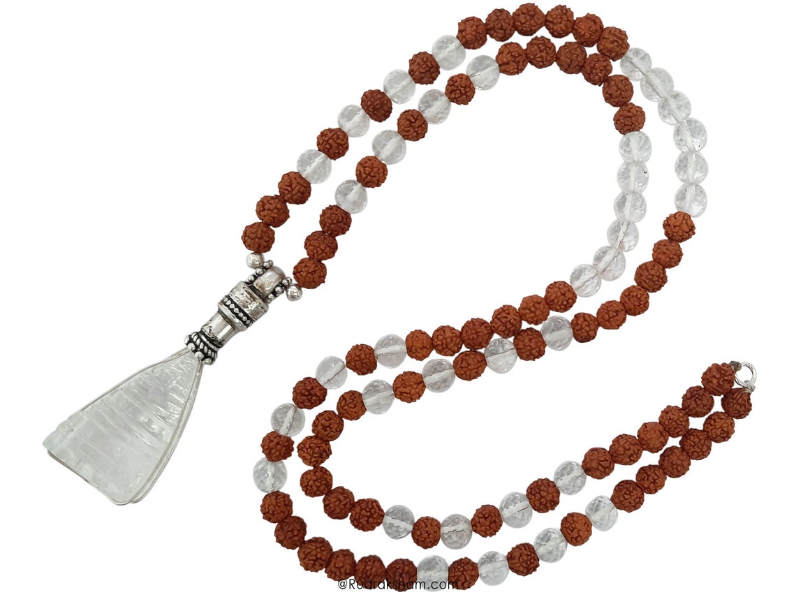 Rudraksha Mala Con Pendente - Collana Da Preghiera 108 Perle, Legno Rudraksha, Lunghezza 80cm - Foto 12