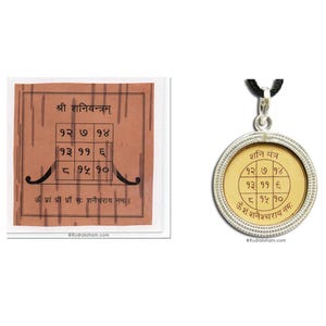Saturn Yantra Set | Laminated Saturn Yantra on Bhoj Patra & Saturn Silver Pendant | Saturn Yantra Locket Pendant | Siddh Energised Yantra