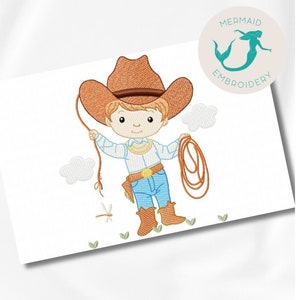 Söt cowboybroderidesign, barnbroderimaskin, babybroderimönster, filnedladdning direkt, broderidesign för nyfödda