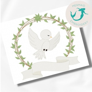 Dove embroidery design birds embroidery design machine dove embroidery pattern file instant download Baptism embroidery Catholic embroidery