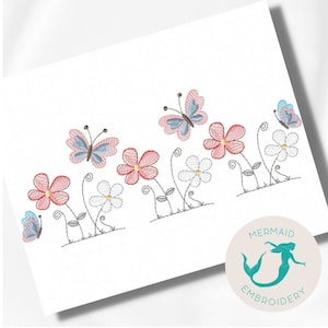 Flowers and Butterfly embroidery design floral embroidery design machine flower embroidery pattern file instant download towel embroidery