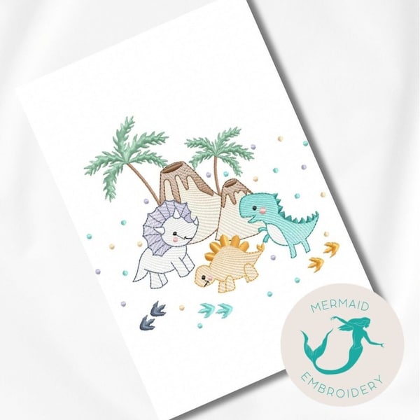 Dinos embroidery design animals embroidery design machine baby embroidery pattern file instant download babys embroidery design