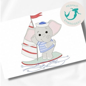 Sailor Elephant 2 embroidery design baby embroidery design machine animals embroidery pattern file instant download zoo embroidery