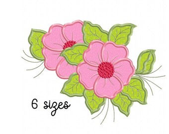 Flowers embroidery design, floral embroidery design machine, towel embroidery pattern, file instant download, applique embroidery design