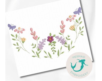 Flowers and Butterflies embroidery floral design embroidery design machine flower embroidery pattern file instant download towel embroidery