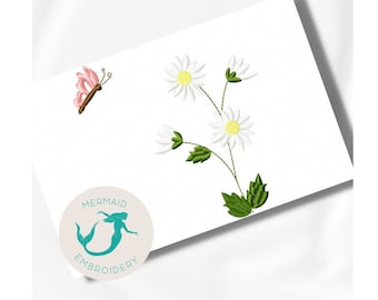 Sunflower butterfly embroidery design floral embroidery design machine flower embroidery pattern file instant download towel embroidery