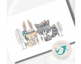 Sweet Animals embroidery design, baby embroidery design machine, animals embroidery pattern, file instant download, newborn embroidery