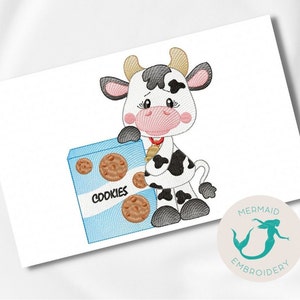 Cow Cookie Box embroidery design kitchen embroidery design machine animals embroidery pattern file instant download towel embroidery design