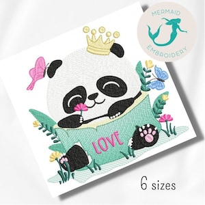 Söt panda broderidesign, babybroderidesign maskin, broderimönster med djur, filnedladdning direkt, babybroderidesign