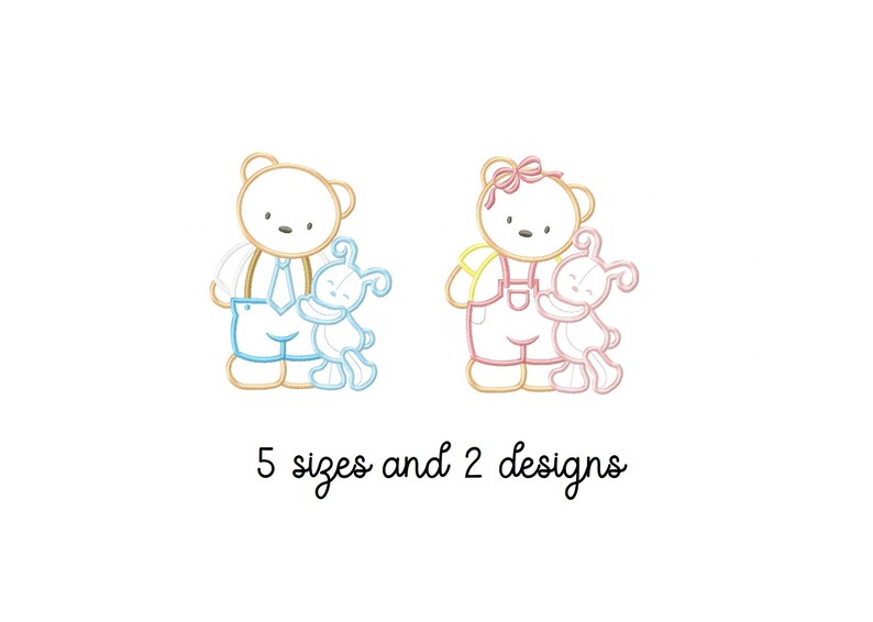Bear boy and girl embroidery design baby embroidery design machi Bear boy and girl embroidery design baby embroidery design machi