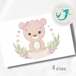 Bear Girl embroidery design baby embroidery design machine bear embroidery pattern file instant download baby embroidery design