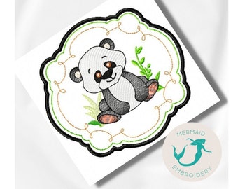 Cute Panda Frame embroidery design baby embroidery design machine animals embroidery pattern file instant download baby embroidery design