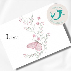 Butterfly Branches 2 embroidery design floral embroidery design machine flower embroidery pattern file instant download towel embroidery