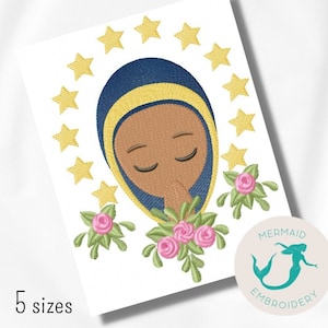 Holy Mary embroidery design machine, Catholic embroidery pattern, Holiday embroidery, Instant download, faith embroidery design