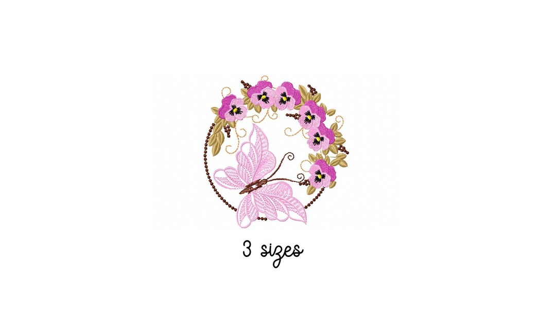 Butterfly Flowers Embroidery Design Floral Embroidery Design Etsy