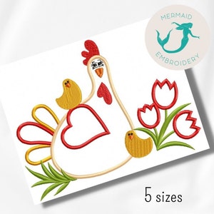 Chicken Tulip embroidery design kitchen embroidery design machine pumpkin embroidery pattern file instant download towel embroidery design