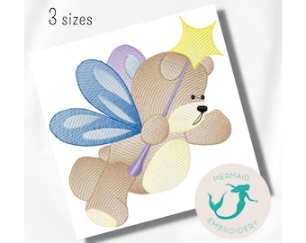 Fairy Bear Rippled embroidery design baby embroidery design machine Animals embroidery pattern file instant download newborn embroidery