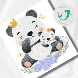 Daddy Panda embroidery design baby embroidery design machine animals embroidery pattern file instant download baby embroidery design