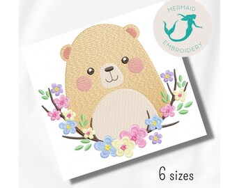 Diseño de bordado de osito adorable, diseño de bordado para bebés a máquina, patrón de bordado de animales, descarga instantánea del archivo, diseño de bordado para recién nacidos
