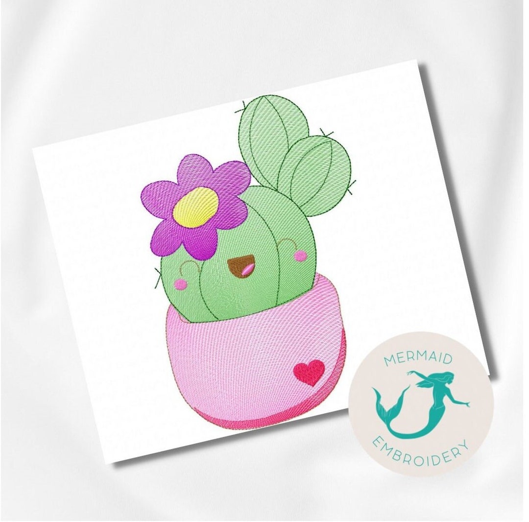 Cactus Flower Embroidery Design Plants Embroidery Design Machine Floral