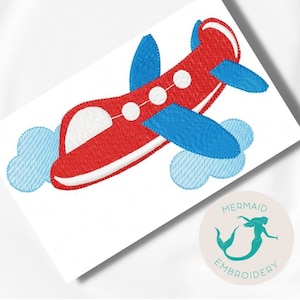 Red Plane embroidery design, boy embroidery design machine, baby embroidery pattern, file instant download, veihicles embroidery design