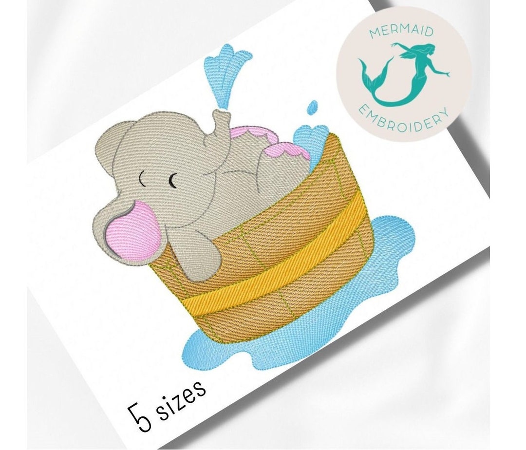 Elephant Bath Embroidery Design Baby Embroidery Design Machine Etsy
