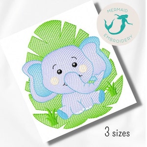 Elephant Leaf embroidery design baby embroidery design machine animals embroidery pattern file instant download zoo embroidery