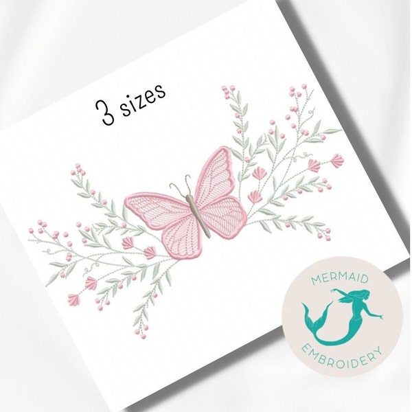 Butterfly Branches embroidery design floral embroidery design machine flower embroidery pattern file instant download towel embroidery