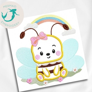 Cute Bee embroidery design, baby embroidery design machine, Animals embroidery pattern, file instant download, newborn embroidery