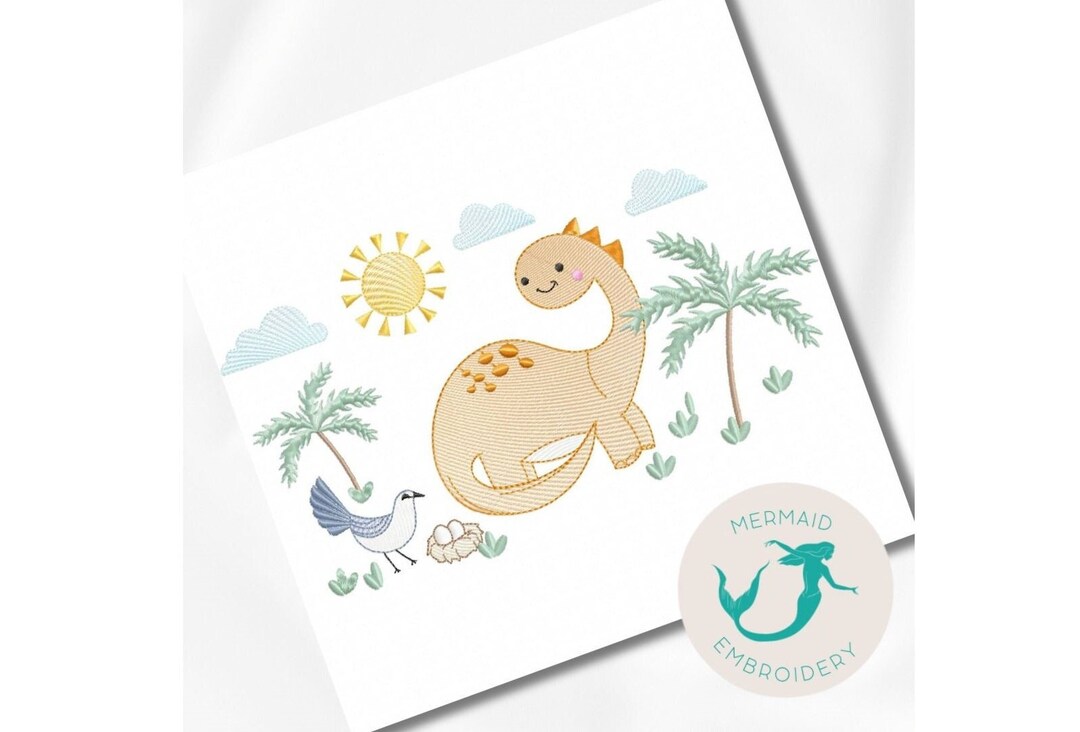 Dino Orange Embroidery Design Animals Embroidery Design Machine Baby ...