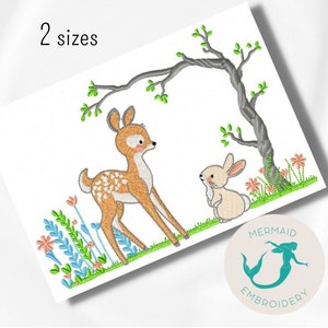 Deer and Bunny embroidery design baby embroidery design machine animals embroidery pattern file instant download baby embroidery fill stitch