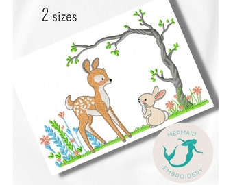 Deer and Bunny embroidery design baby embroidery design machine animals embroidery pattern file instant download baby embroidery fill stitch
