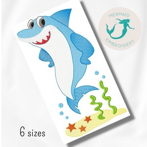 Disegno del ricamo dello squalo, macchina del disegno del ricamo degli animali, modello di ricamo del marinaio, download istantaneo del file, disegno del ricamo dei bambini