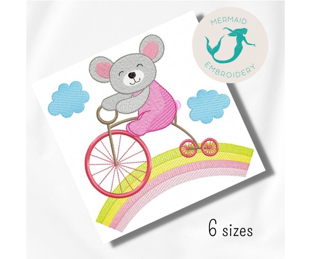 Mignon Souris Vélo broderie dessins girly broderie design machine