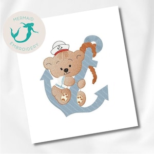 Sailor Bear Anchor embroidery design boy embroidery design machine baby embroidery pattern file instant download baby boy embroidery