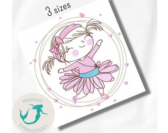 Ballerina Ribbon embroidery designs, girl embroidery design machine, ballet embroidery pattern,file instant download, baby embroidery